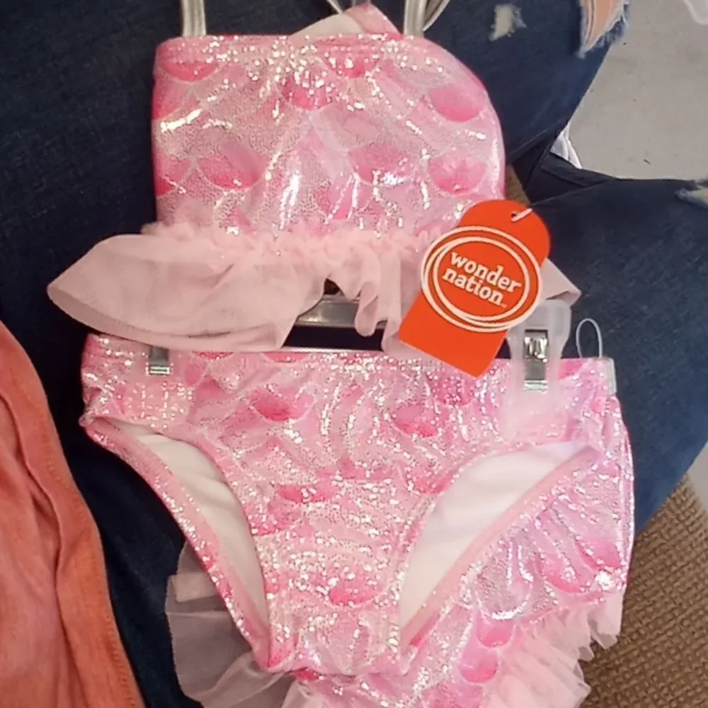 Baby and Toddler Girl Bikini and Mermaid Skirt Swim Set Size 12mo